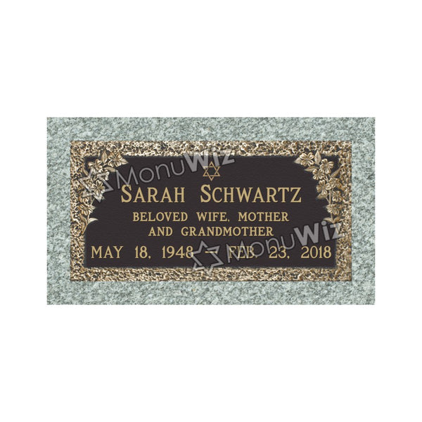 Single Bronze Plaque 24L x 12W - Base 28L x 16W - Design# S2010