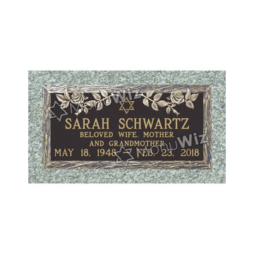 Single Bronze Plaque 24L x 12W - Base 28L x 16W - Design# S2014