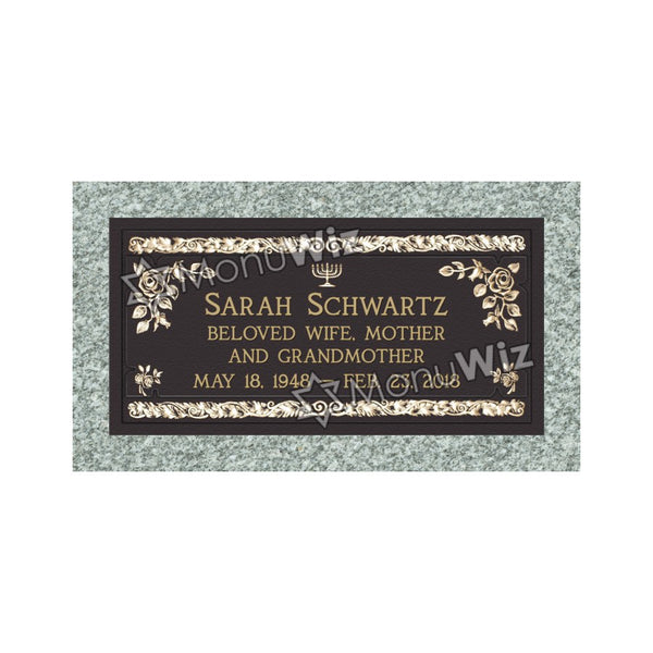Single Bronze Plaque 24L x 12W - Base 28L x 16W - Design# S2017