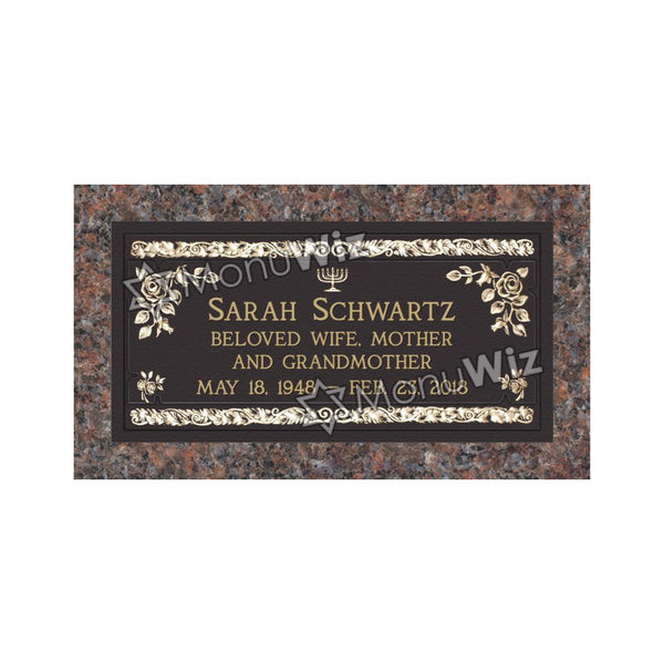 Single Bronze Plaque 24L x 12W - Base 28L x 16W - Design# S2017